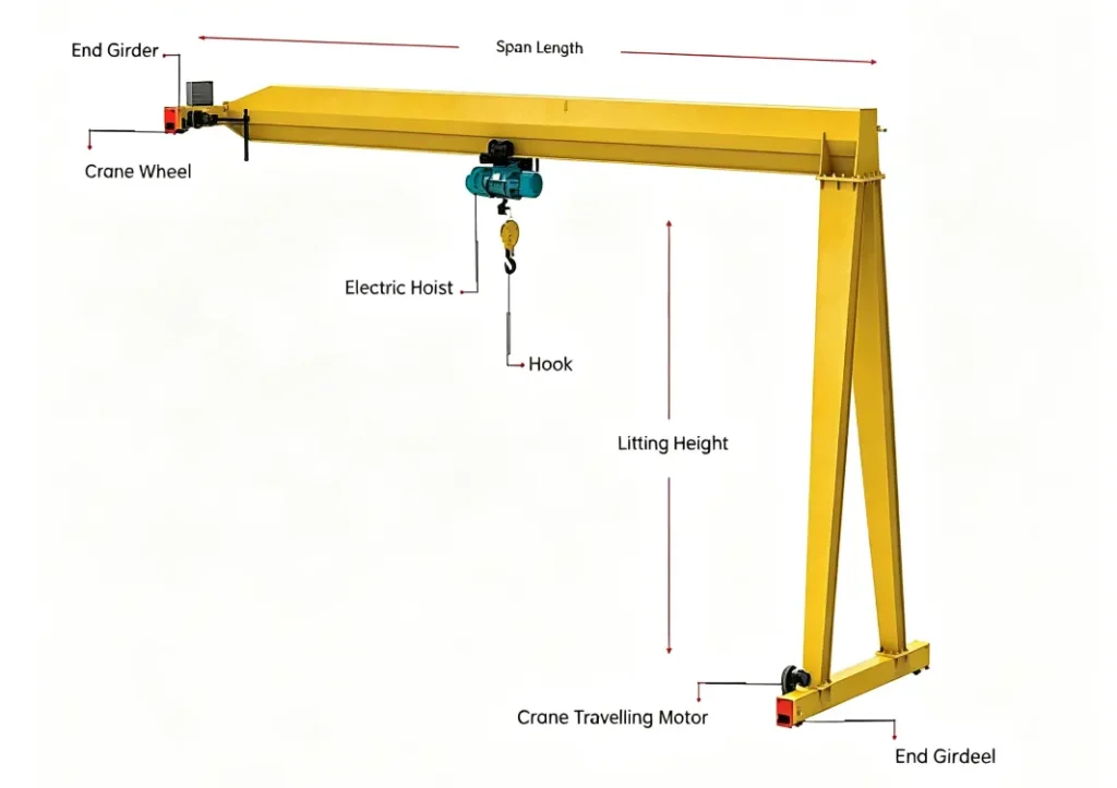Single Girder Semi Gantry Crane partrs